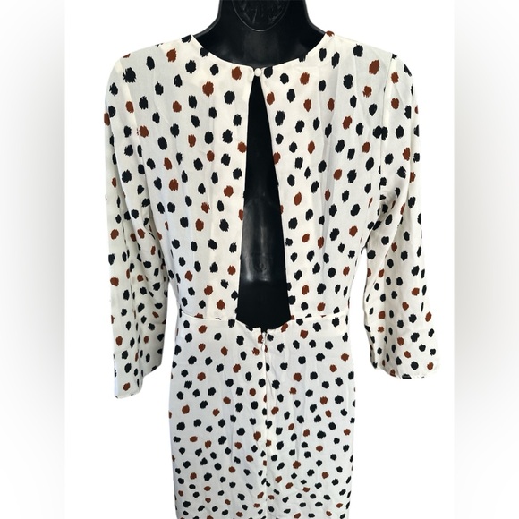 H&M Polka Dot Midi/Long Dress - Cream, Brown and Black NWOT - Picture 5 of 6
